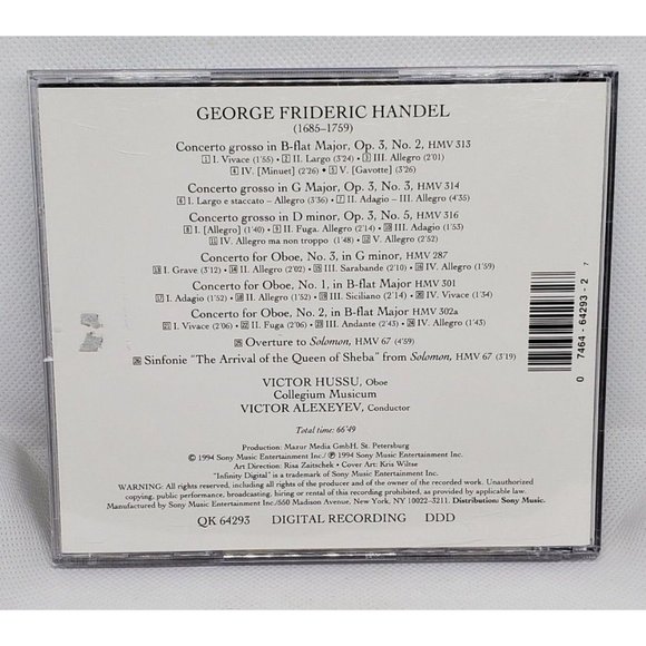 Handel Infinity Digital Concerti Grossi Oboe Concerti Classical CD No Scratches - Picture 2 of 8